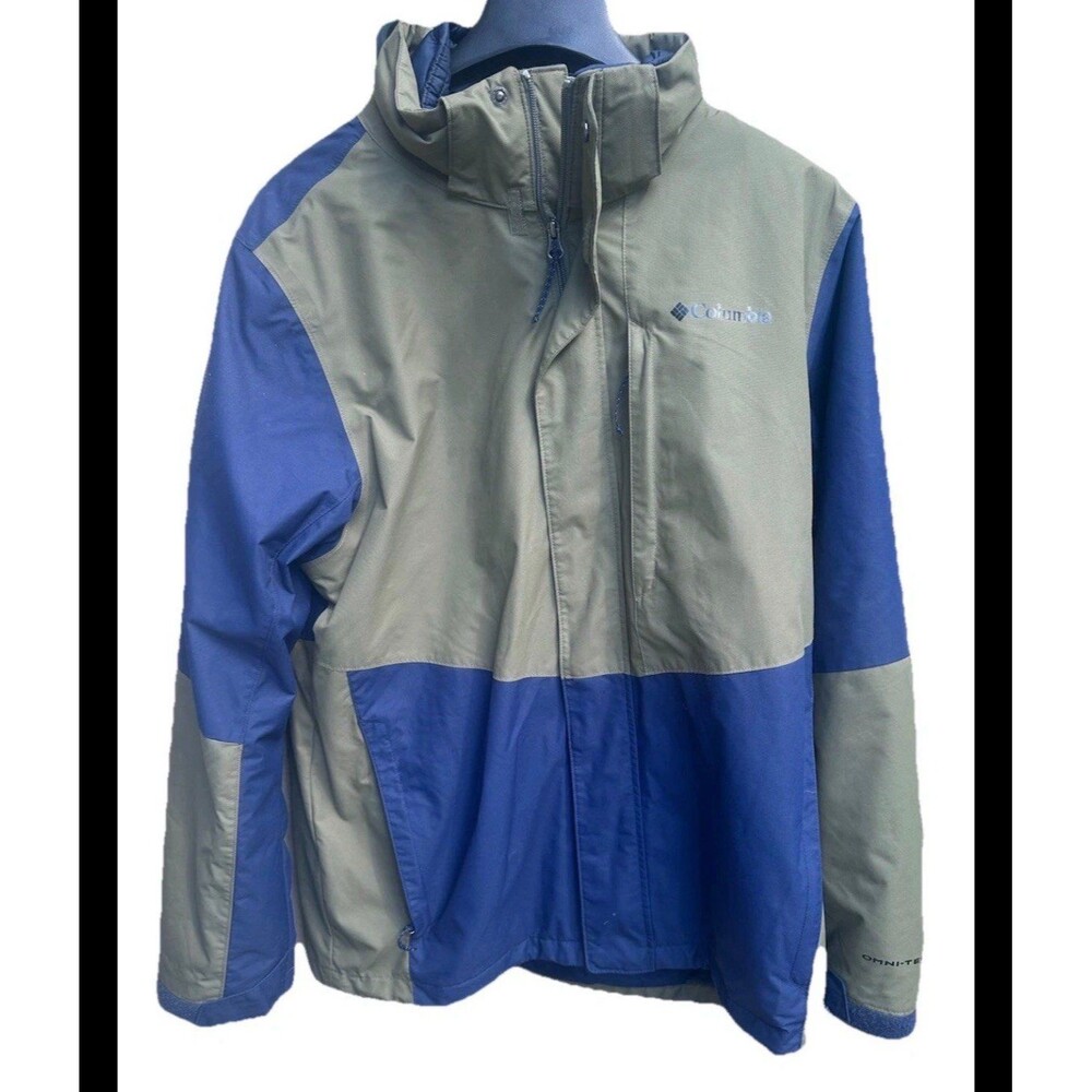 Columbia Omni-Tech 3-in-1 Interchange Jacket Mens Large Blue Green Hooded